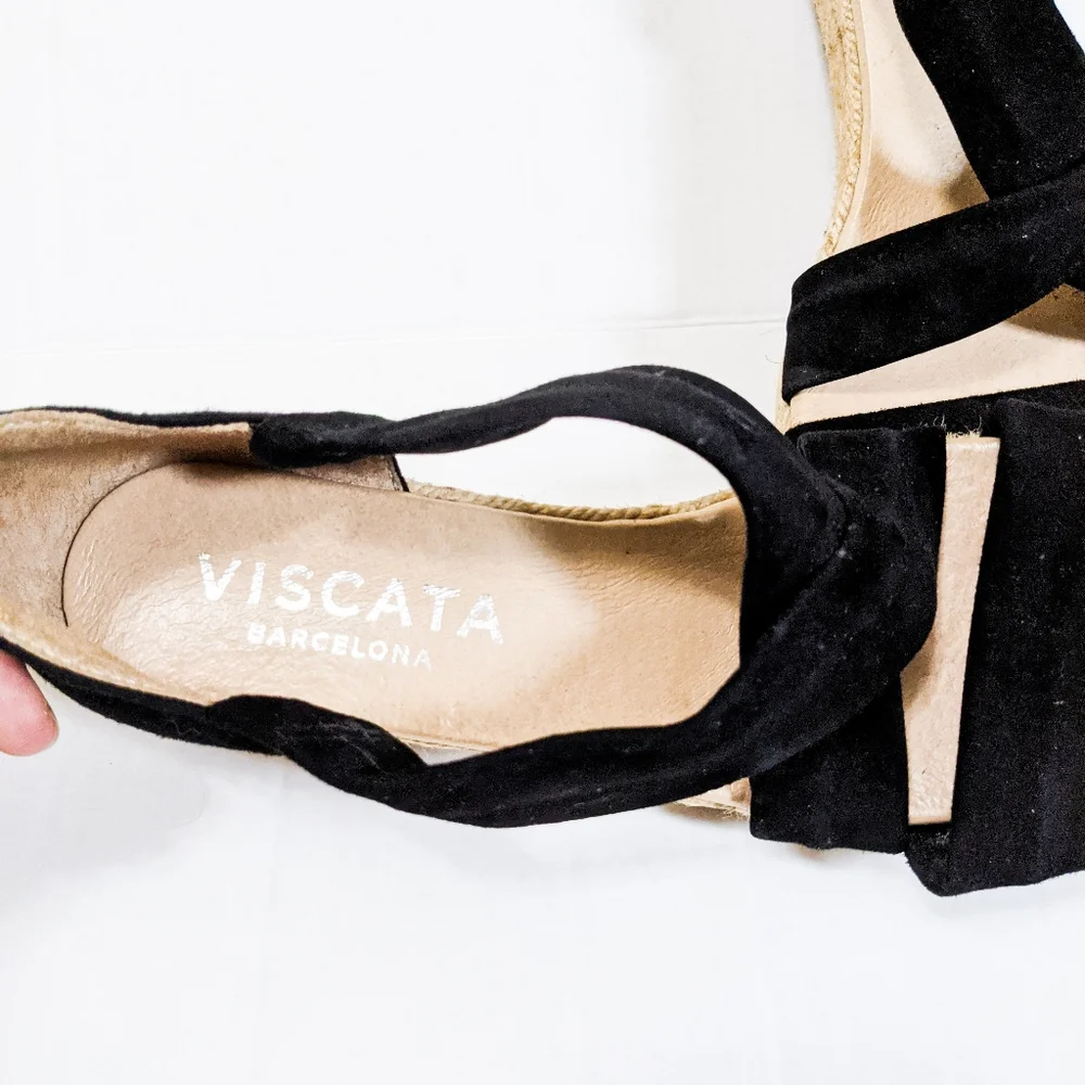 Viscata Barcelona black espadrille wedge sandal